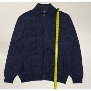 Pendleton Mens Blue Shetland Wool Full Zip Cardigan Sweater Mock Neck Size M